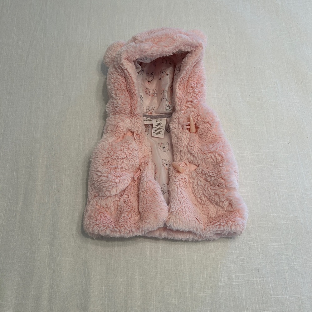 Pink Fuzzy Vest with Hood